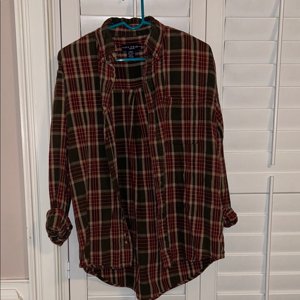 Men's Casual Plaid Shirt - Red and Green